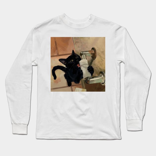 Toilet Paper Fiend Long Sleeve T-Shirt by Catwheezie